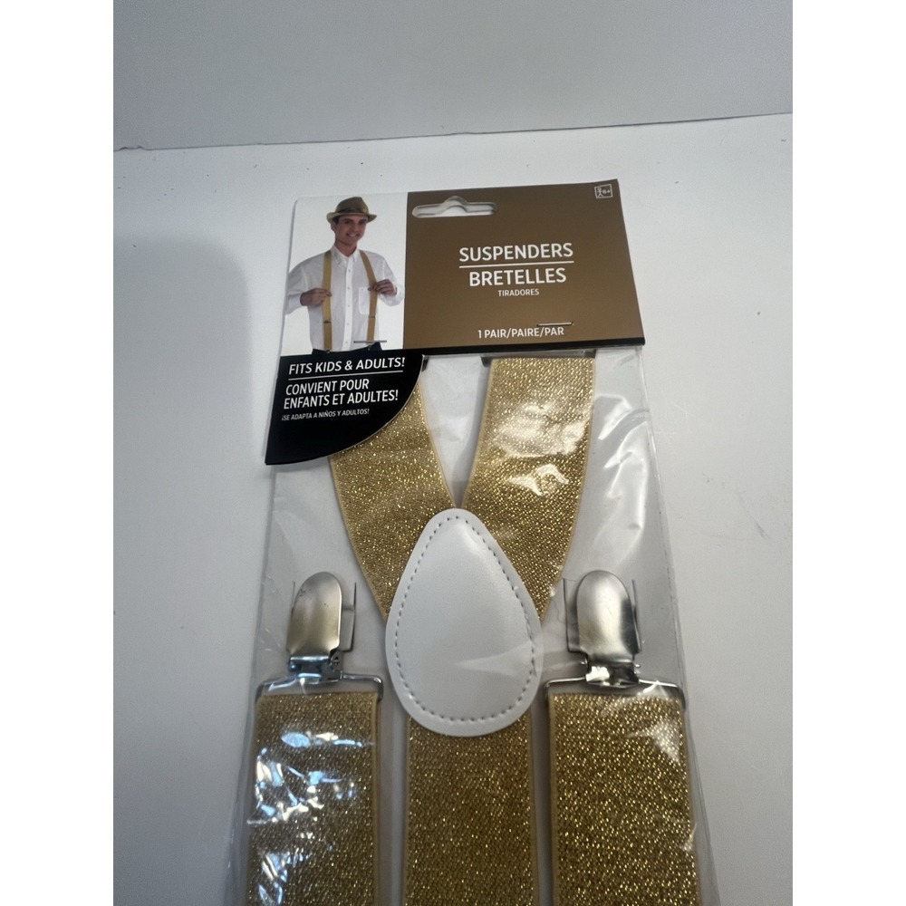 Suspenders Gold  Adjustable One Size Fits Most Adults And Kids by Amscan